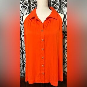 Rose & Olive Vibrant Orange Sleeveless Blouse